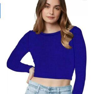 2/$30 Zara Blue Knit Crop Top Long Sleeve Size‎ Small